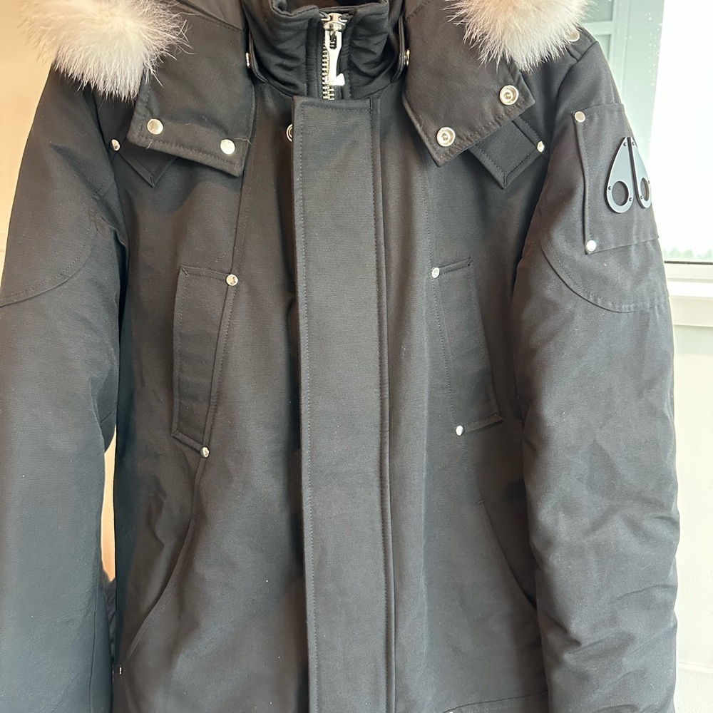 Men's Black Winter Jacket with Fur Trim